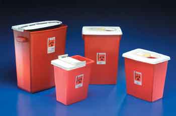 18 GALLON RED SHARPS CONTAINER W/SLIDING LID - Click Image to Close