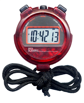 LIGHTWEIGHT STOPWATCH IN RED w/NIST CERTIFICATE - Click Image to Close